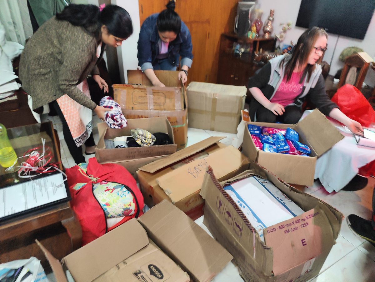 Volunteers packing relief supplies